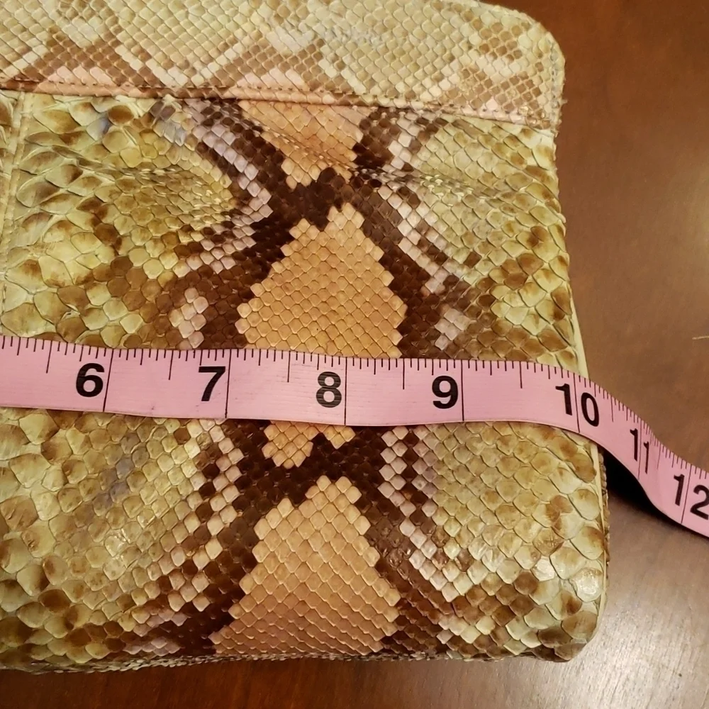 VINTAGE Varon Snakeskin & Leather Shoulder Bag Clutch Tan & Brown EUC